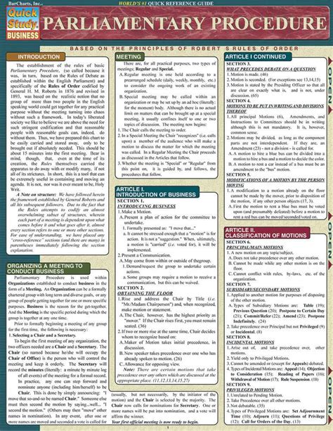 Parliamentary Procedure Quickstudy Reference Guides Academic