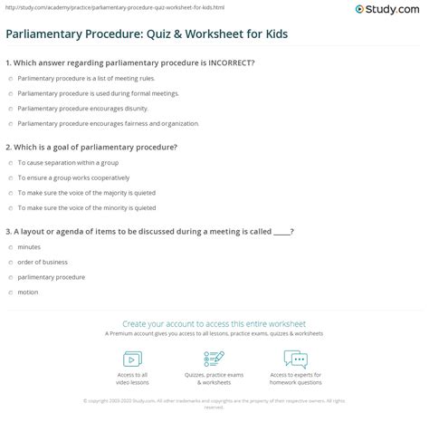 Parlimentary Procedure Games For Kids