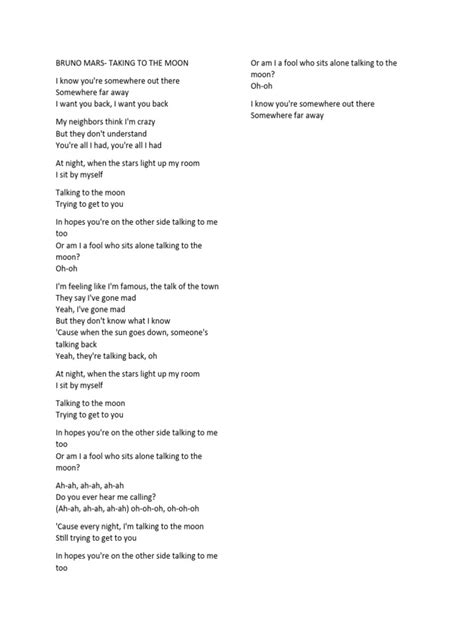 Parole De Bruno Mars When I Was Your Man
