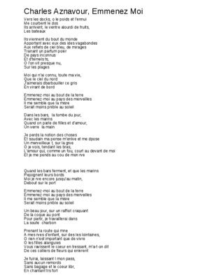 Parole De Emmenez Moi De Charles Aznavour