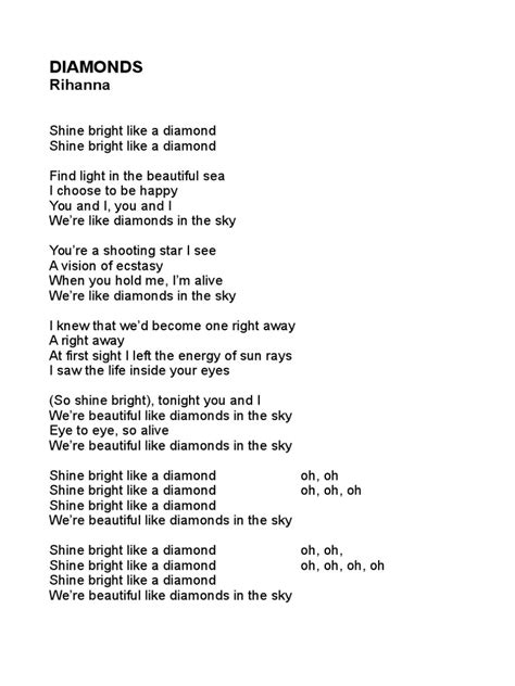 Parole De Rihanna Diamonds