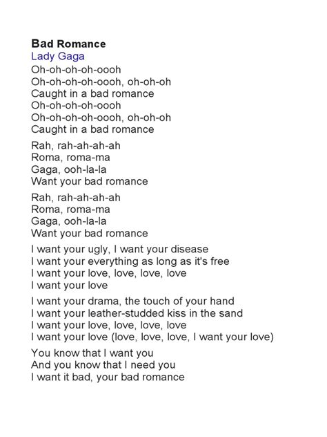 Paroles Bad Romance