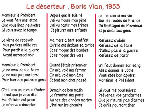 Paroles De Boris Vian Le Déserteur