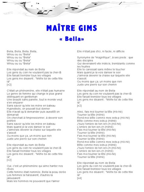 Paroles De Gims Bella