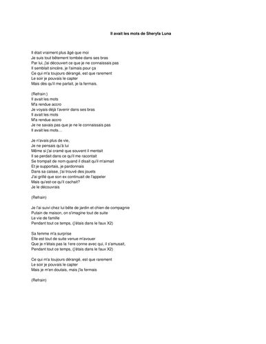 Paroles Il Avait Les Mots