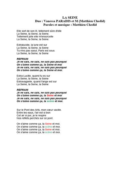 Paroles La Seine