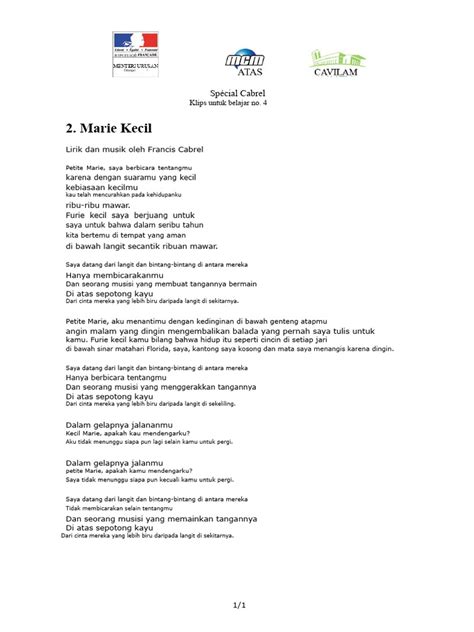Paroles Petite Marie