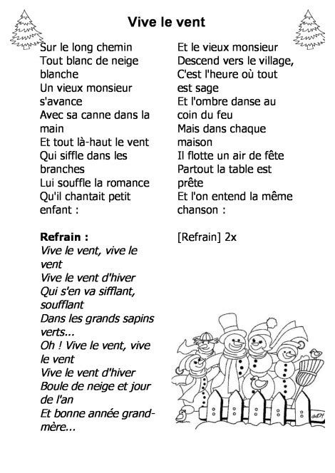 Paroles Vive Le Vent