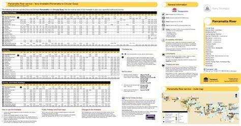 Parramatta Ferry Timetable