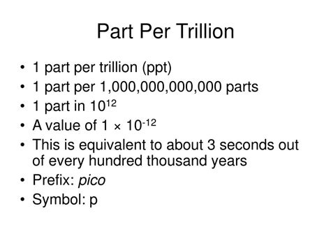 Part Per Trillion