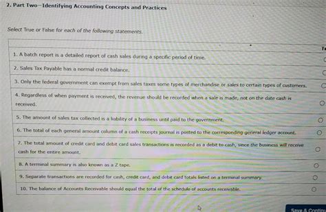 Part Two Identifying Accounting Concepts And Practices