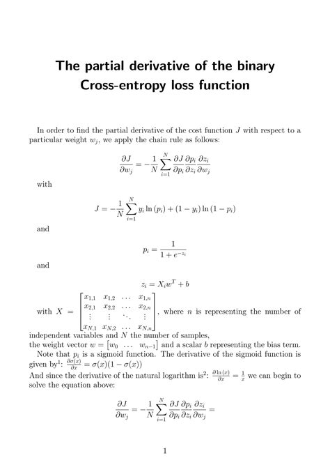 Partial Of Cross Entropy And Binary Cross Entropy