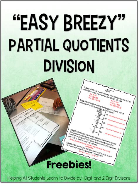 Partial Quotients Easy Breezy Division Lots Of Freebies Partial Quotient Division Strategy - Partial Quotient Division Strategy