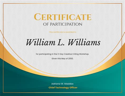 Participation Certificate Template Free