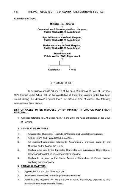 particulars of its organisation functions and duties