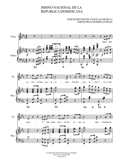 partitura del himno nacional dominicano