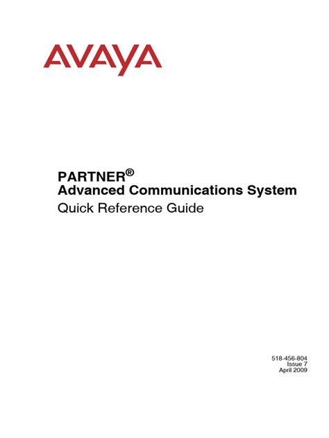 Full Download Partner Advanced Communications System Release 70 Installation Programming And Use Guide 