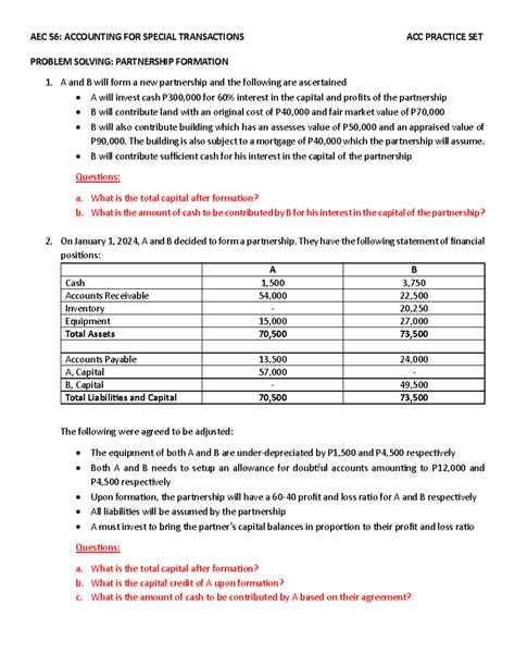 partnership practice set solution