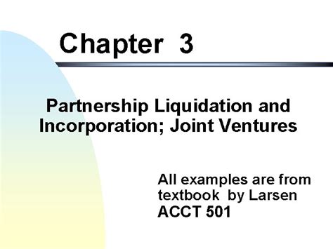 Download Partnership Liquidation And Incorporation Joint Ventures Chapter 