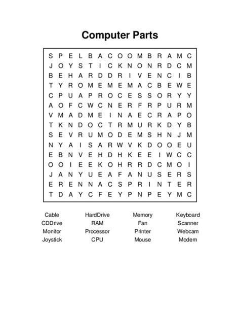 Parts Of A Computer Word Search Wordmint Parts Of A Computer Word Search - Parts Of A Computer Word Search