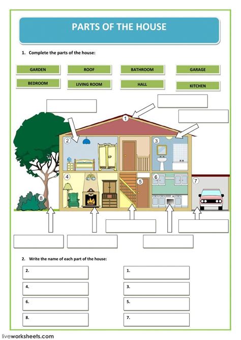 Parts Of A House Live Worksheets Part Of The House Worksheet - Part Of The House Worksheet