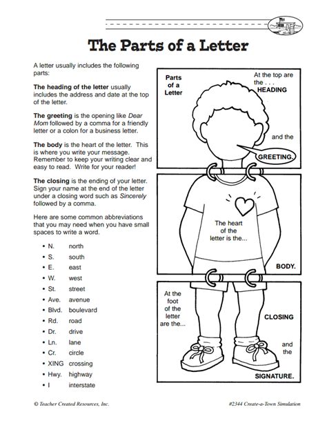 Parts Of A Letter Worksheet Education Com Parts Of A Letter For Kids - Parts Of A Letter For Kids