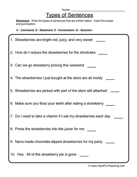 Parts Of A Sentence Worksheets Really Learn English Parts Of Sentence Worksheet - Parts Of Sentence Worksheet