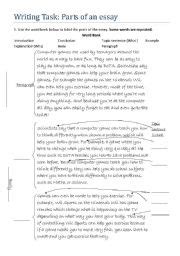 Parts Of An Essay Live Worksheets Parts Of An Essay Worksheet - Parts Of An Essay Worksheet