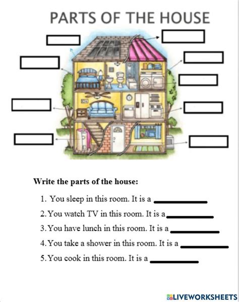 Parts Of The House Live Worksheets Part Of The House Worksheet - Part Of The House Worksheet