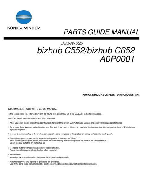 Download Parts Guide Manual Bizhub C552 C652 