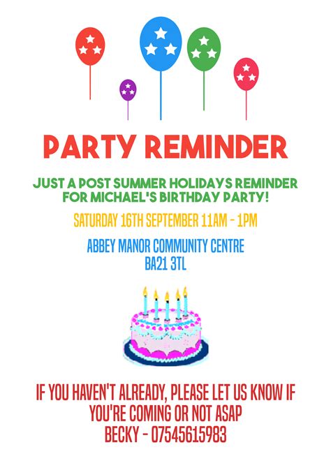 party invitation reminder examples