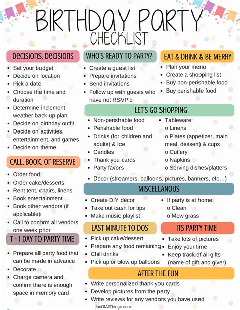 Party Planner Guide Checklist