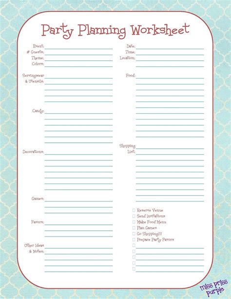 Party Planning Organized Free Printables Included Party Planner Worksheet - Party Planner Worksheet