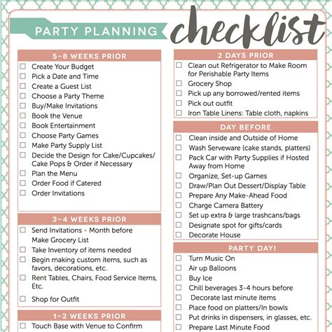 Read Online Party Planner Guide Checklist 
