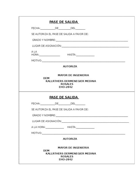 Pase De Salida