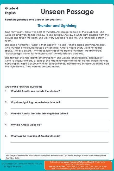 Passage For Class 4th