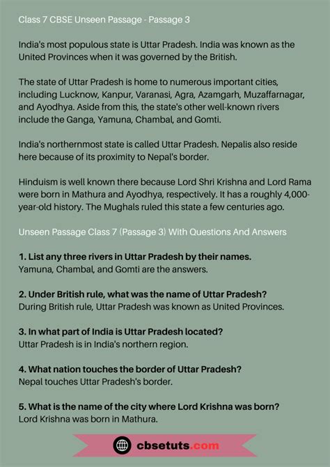 Passage For Class 7th