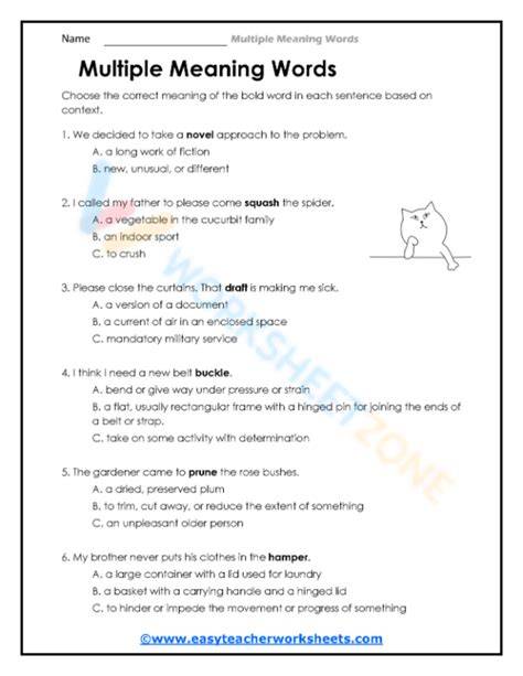 passages with multiple meaning words