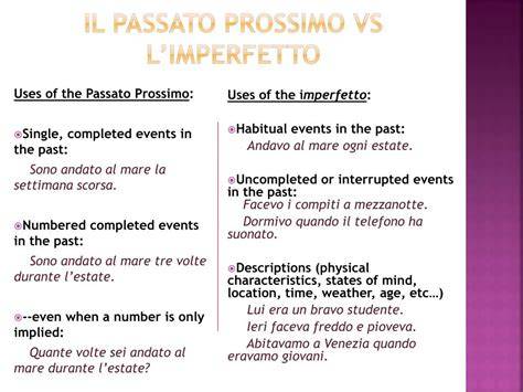 passato prossimo e imperfetto