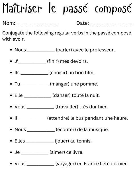 Passe Compose Exercises