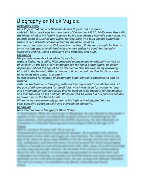 passing on the torch nick vujicic biography