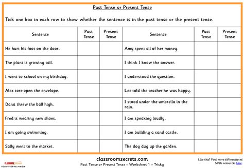 Past And Present Tense Test Spag Challenge Teacher Past Tense Verbs Ks1 - Past Tense Verbs Ks1