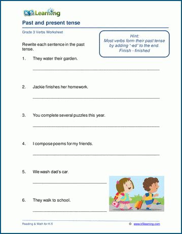 Past And Present Tenses Worksheets K5 Learning Past Present Kindergarten Worksheet - Past Present Kindergarten Worksheet