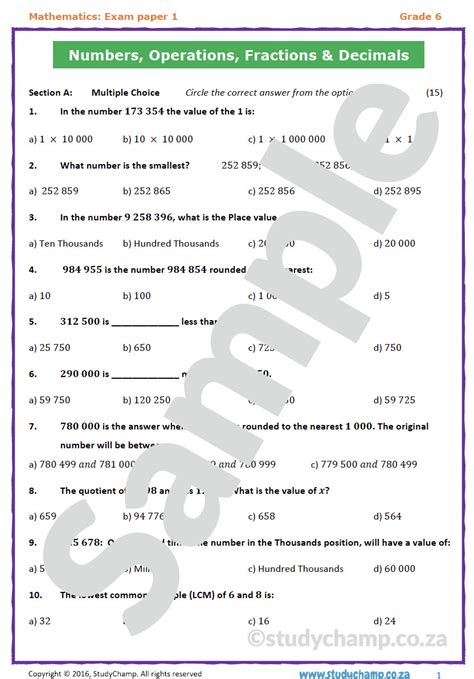past papers grade 6 maths igcse
