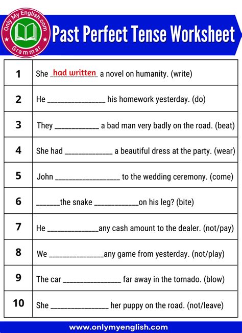 Past Perfect Tense Exercise Grammarbank Fill In The Blanks With Verbs - Fill In The Blanks With Verbs