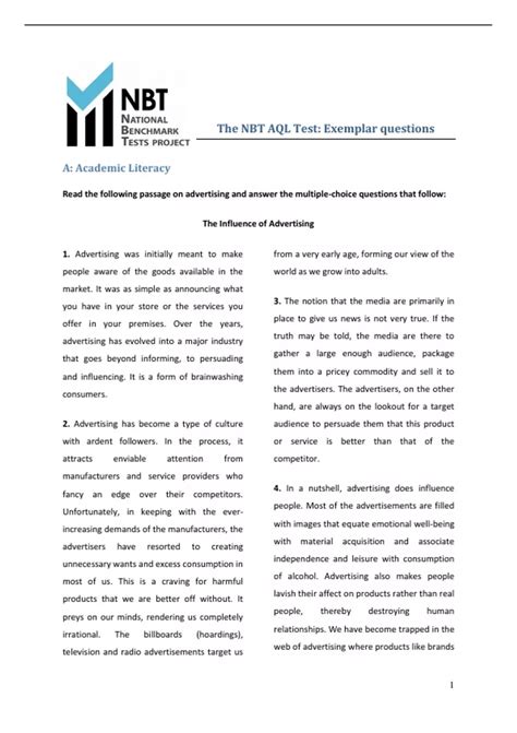 past question papers of nbt mathematics