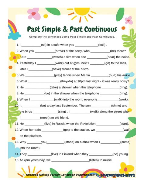 past simple and past continuous worksheet pdf