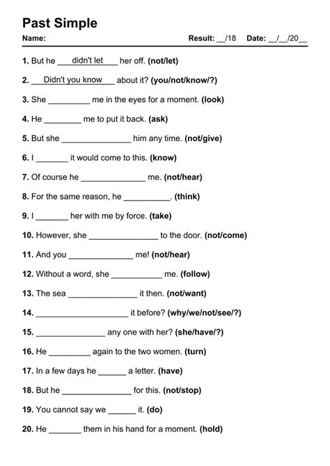 Past Simple Exercises Pdf