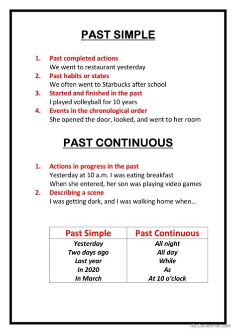 Past Simple V Past Continuous Exercises