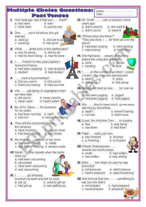 past tenses multiple choice exercises